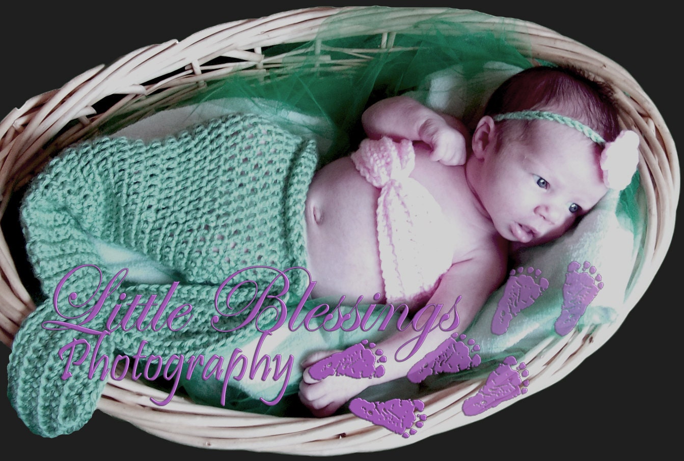 Handmade Crochet Baby Newborn Mermaid Photoprop Made To Order