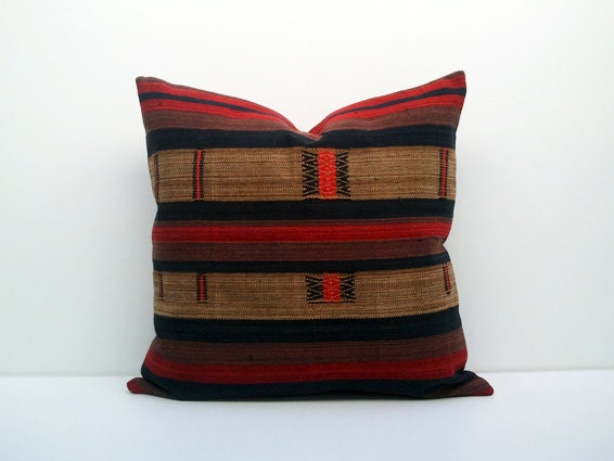 Hand Woven Cotton 16x16 inch Handmade Decorative pillow Covers, Tribal pillow, Vintage pillow, Unique pillow cover - ready to ship -