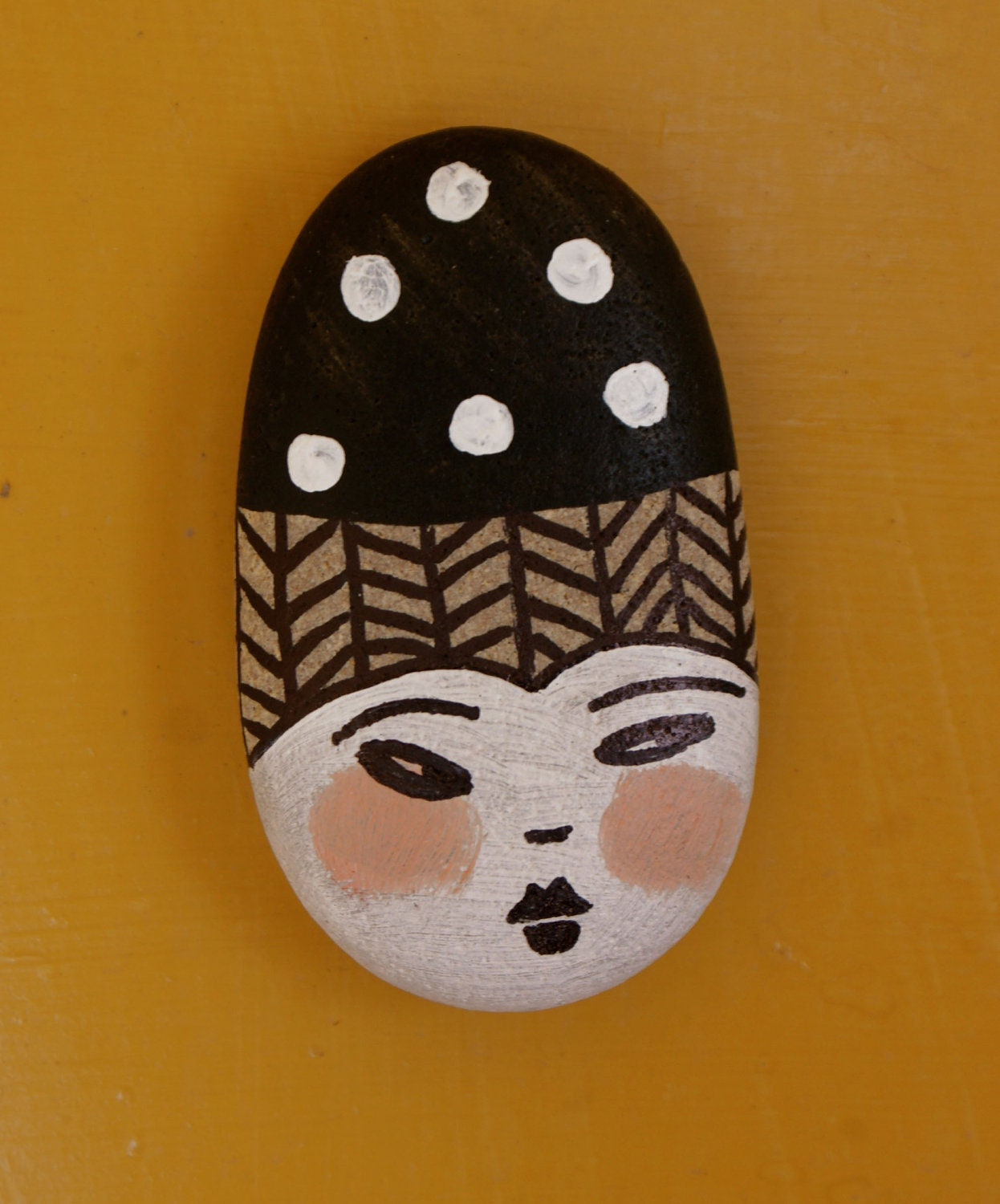 painted stone black and white