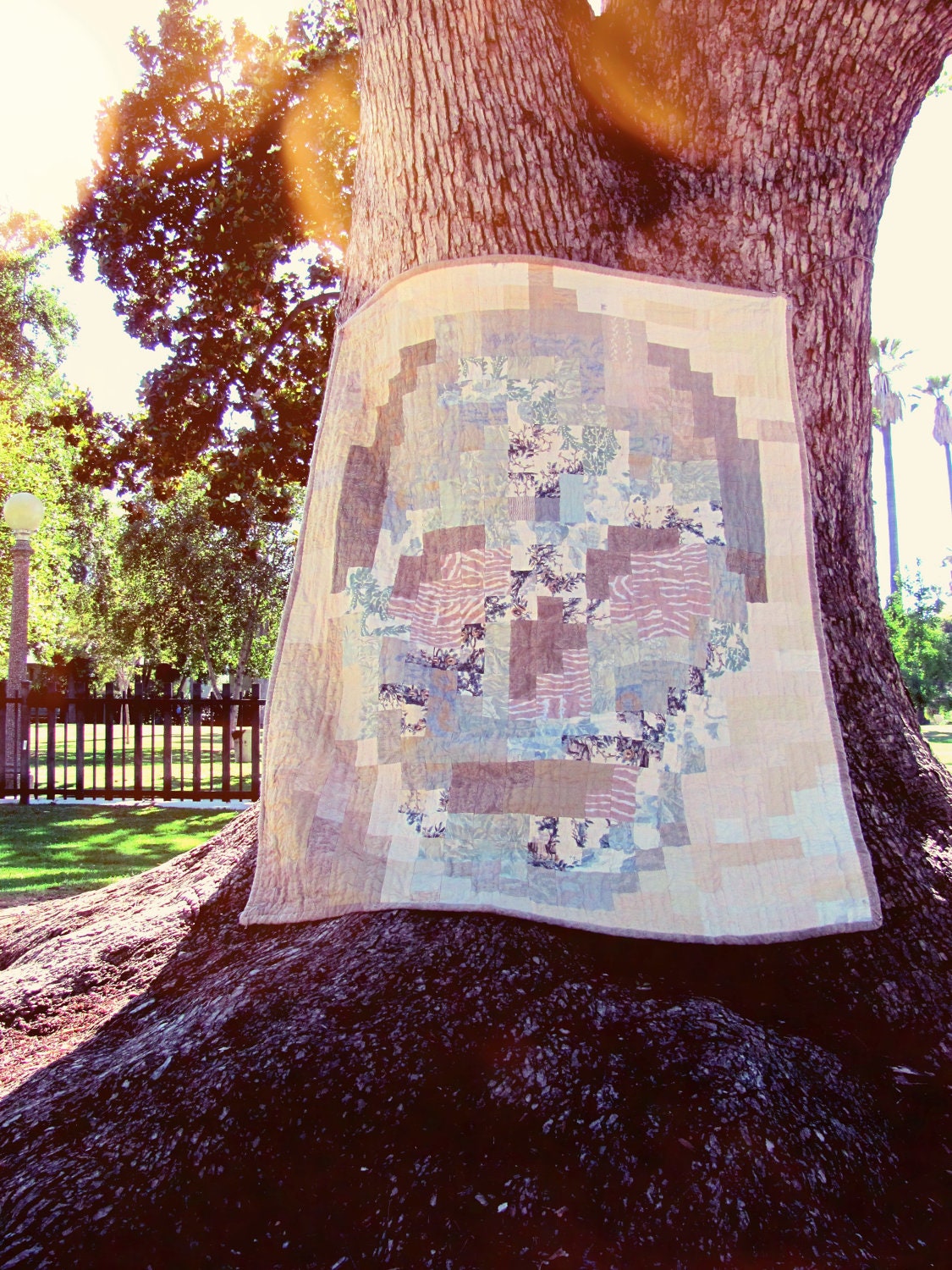 Baikal // One of a Kind Skull Throw Quilt //