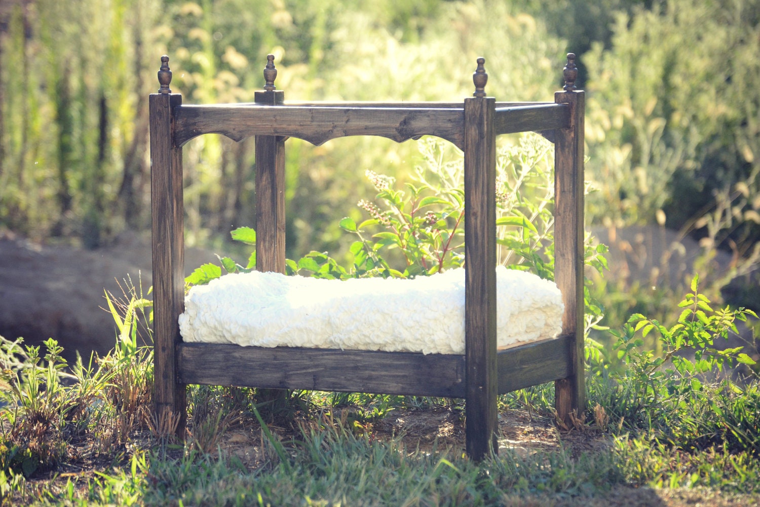 Beautiful 4 Post Canopy Doll Bed / Newborn Photo Prop / Pet Bed