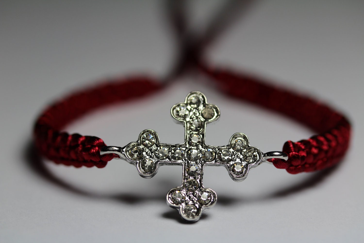 Gothic cross bracelet with rhinestones