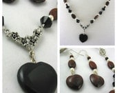 Mahogany Obsidian and Black Obsidian Necklace and Earrings