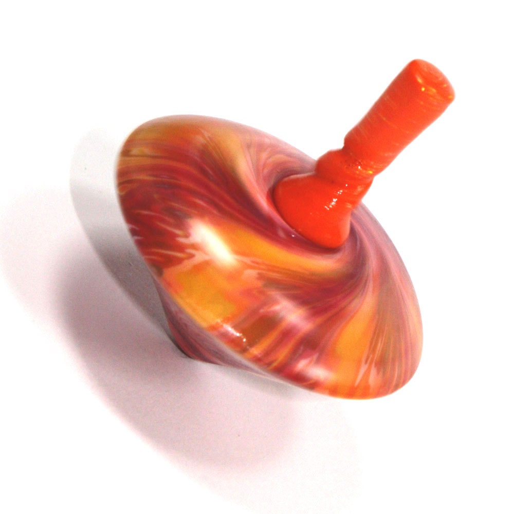 Spinning top, orange and yellow unique dreidel, polymer clay dreidel, great Hanukah gift idea, classic toy for all ages