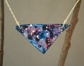 Geometric space nebula necklace OOAK