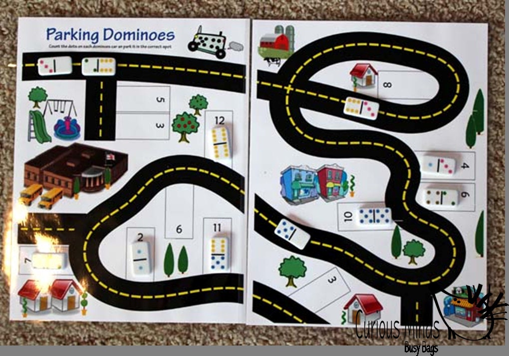 Busy Bag (learning activity) Waldorf, parking dominoes