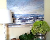 Large Original Impressionistic Oil Painting - Rustic Farm Rural Landscape Barn Winter Forest Trees Farmland