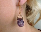 Natural Amethyst Earrings on 14K Gold-plate Earring Hooks