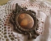 Italian silk pictures framed in antique brass