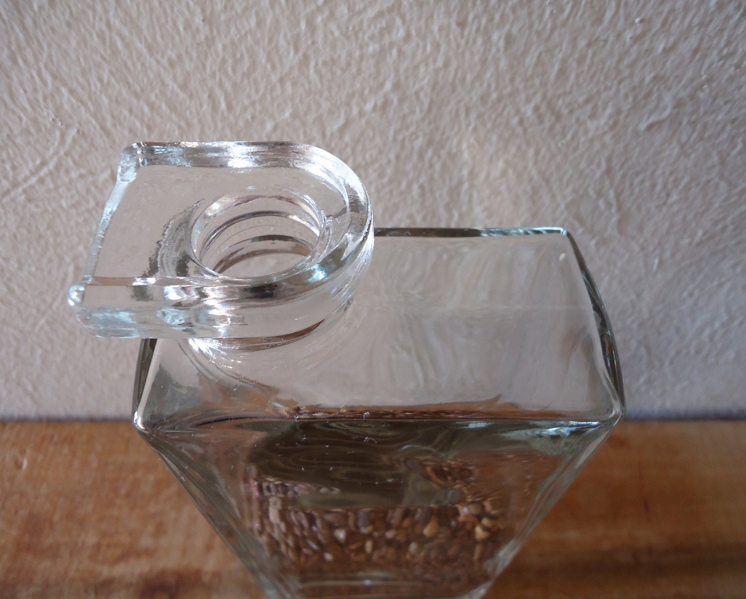 OOaK Unique Thick Rectangular Glass Vase made from Recycled Liquor Bottle