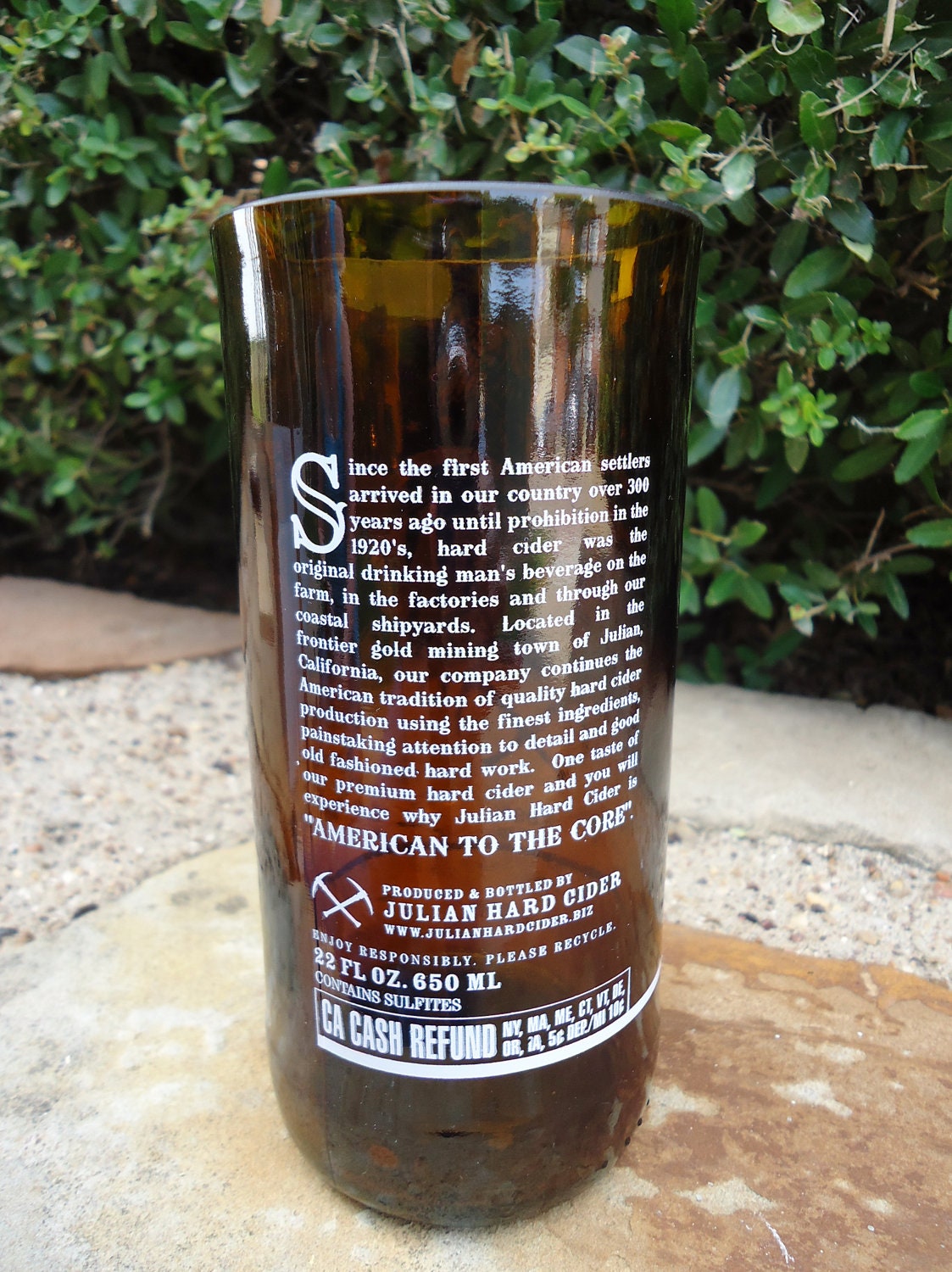 RARE Recycled Beer Bottle Glass from a Julian Hard Cider Bottle
