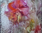 Original Encaustic Abstract Floral 12"x12" Gallery Canvas "Keeper of the Garden" StudioSabine