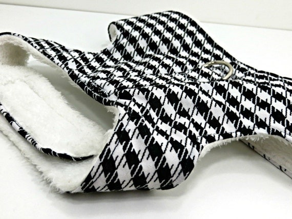 Dog Harness Vest Comfort Harness Soft Dog Harness in Black and White Houndstooth Print