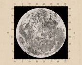 Scale Map of the moon Astronomy Print Recovered Vintage Image to Frame