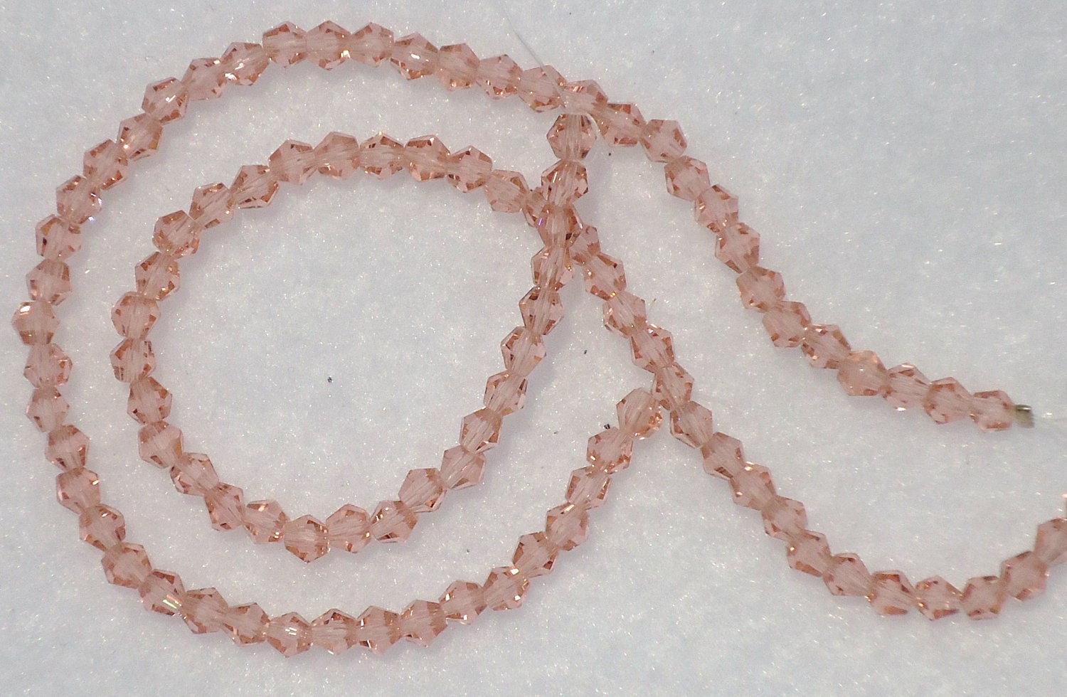 2 strands of 4 mm Chinese Crystal Designer Glass Bicone Beads Faceted in Peach