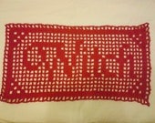 Small red table doily "witch" crochet handmade