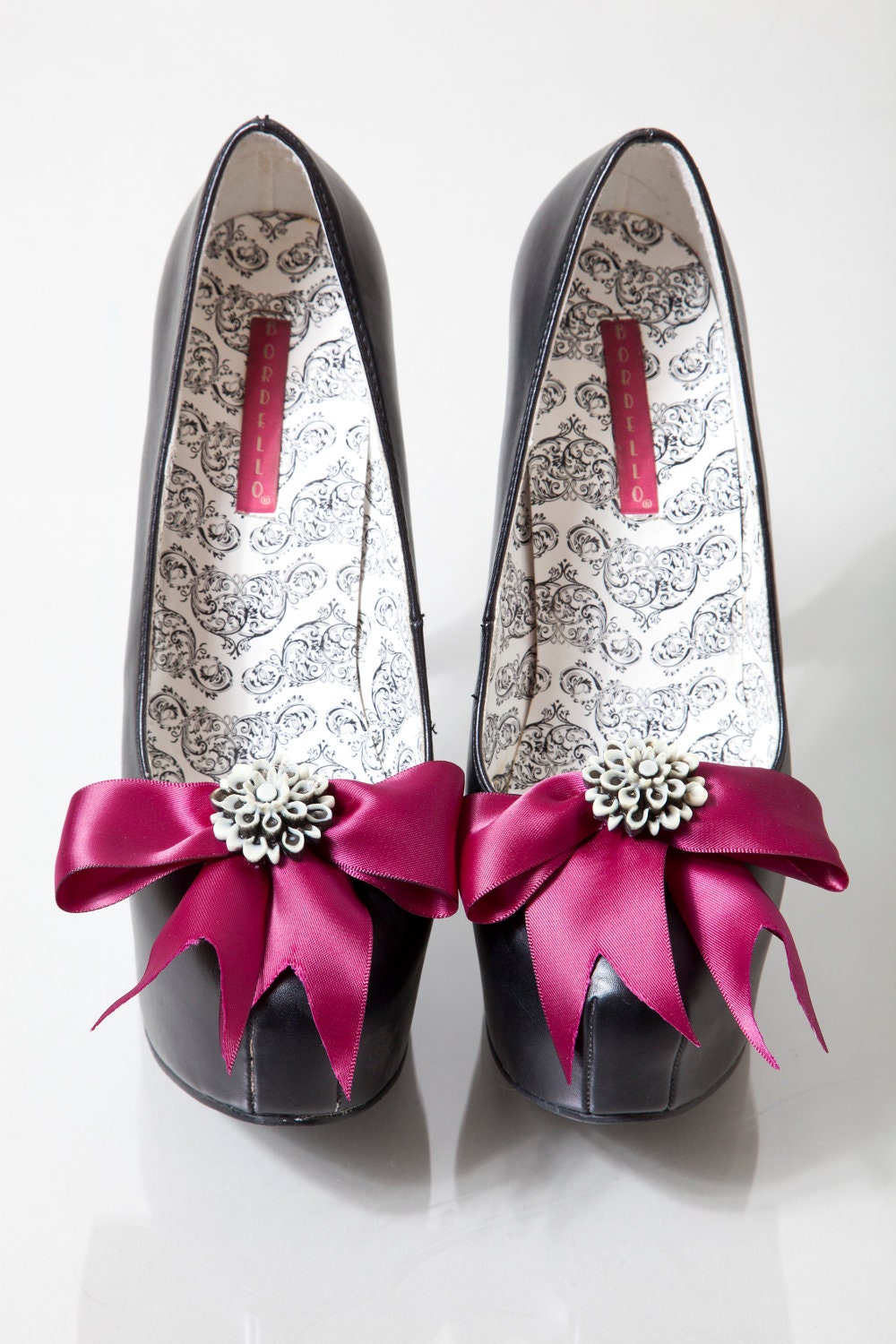 Magenta Bow Shoe Clips