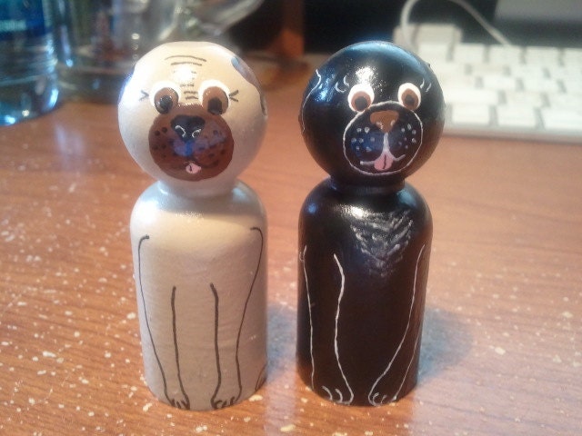 Who doesnt love Pugs, wooden peg people "CHOICE OF ONE"