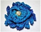 Blue purple heart crochet flower embellishment
