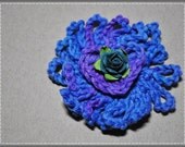 Purple blue crochet heart embellishment