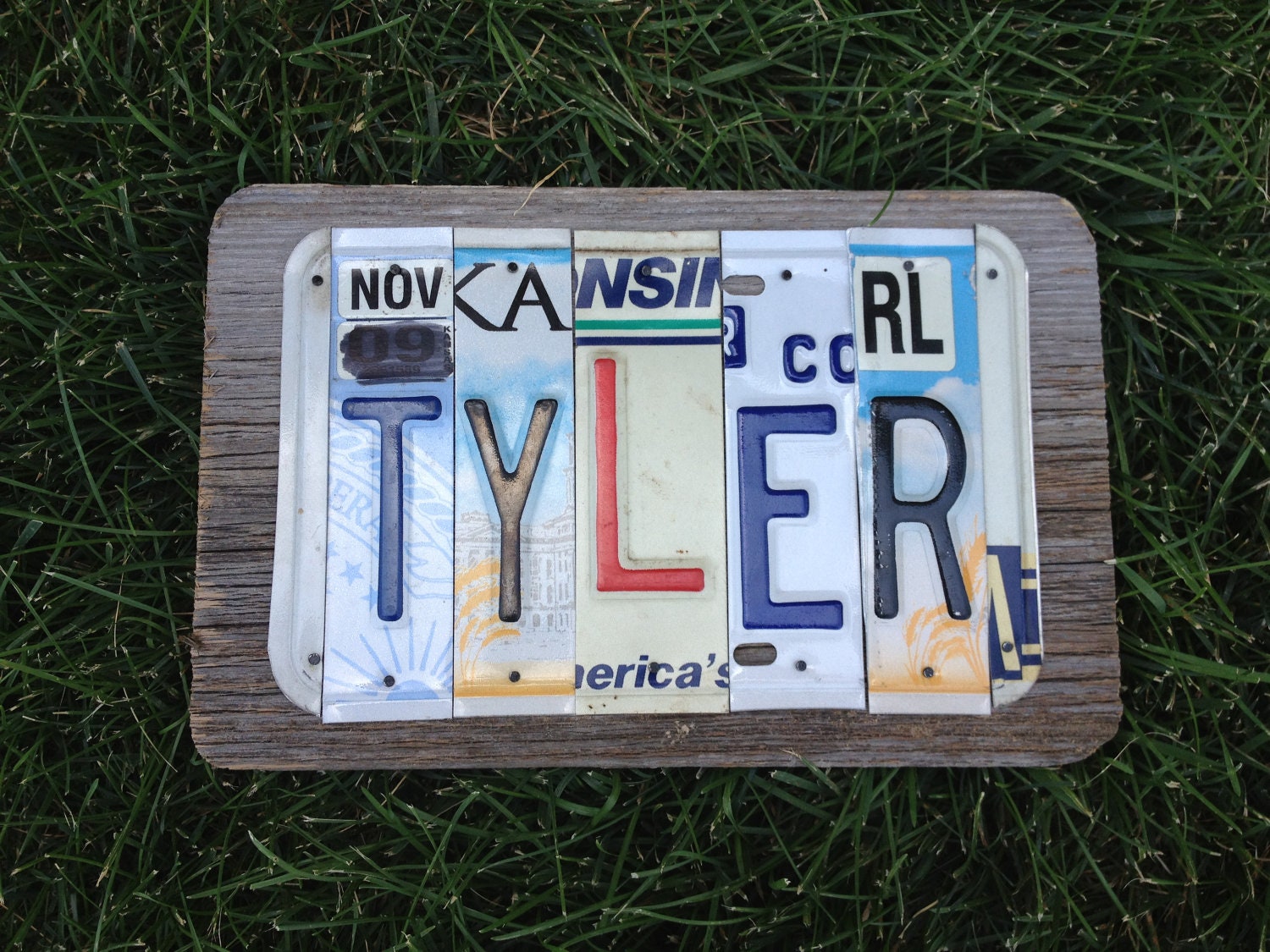 5 Letter Custom License Plate Name Sign - Reclaimed Wood