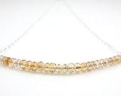 Minimalist Citrine and Sterling Silver necklace, row of citrine semi precious stones and sterling silver chain