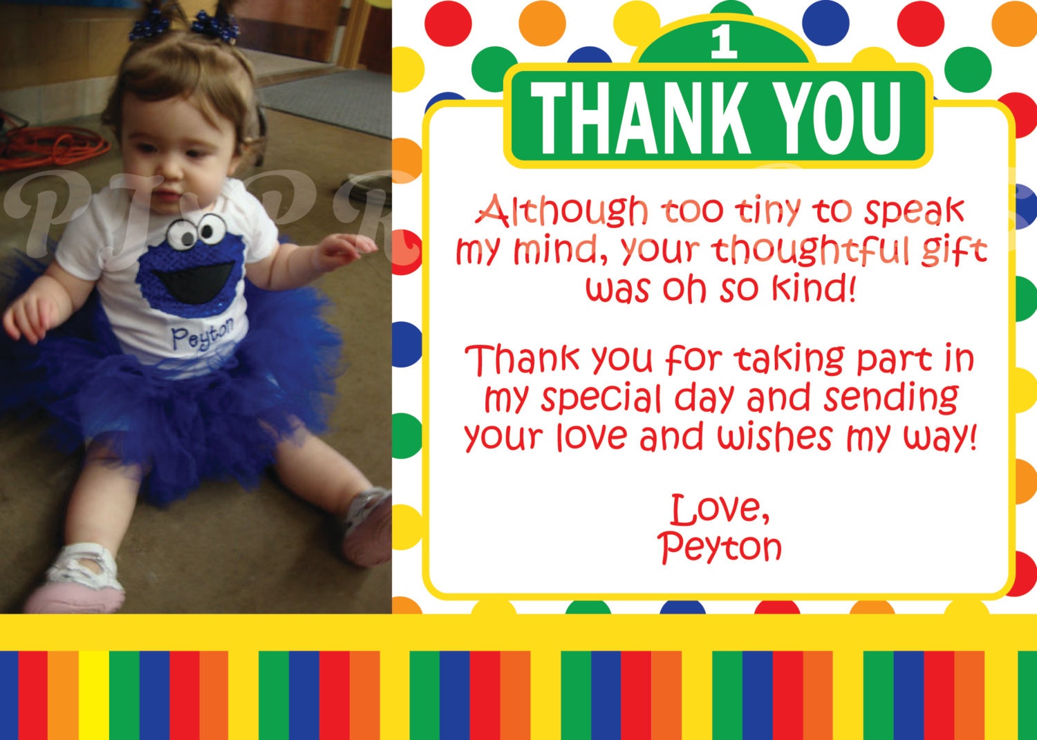 Sesame Street Thank You Cards, Primary Colors - Custom Digital File Il_170x135