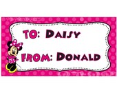 Minnie Mouse favor name tags- Customized Digital File