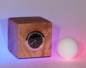 Small Wood  Desk / Mantel Clock, block shaped, Maple Burl (036)
