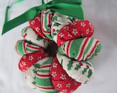 Christmas Wreath Ornament Primitive Country Holiday Decor  Gift Tag or Bow