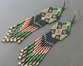 Long seed bead earrings - ethnic style