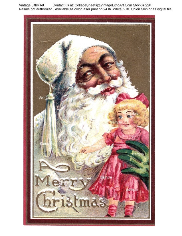 Digital Collage Sheet(226) - Vintage Christmas  Greeting Postcards