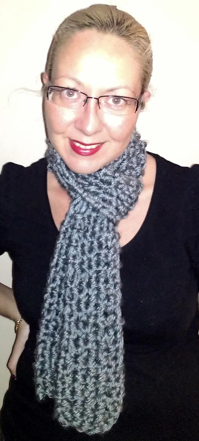 Knitted Scarf in Titanium Silver Metallic Look Super Chunky Thick Warm Double Stranded Seed Pod Style Womens Accessory Winter Scarf