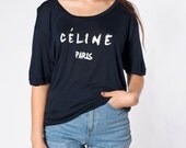 Celine Paris Printed on American Apparel Ultra-light oversized T-shirt Womens Size small