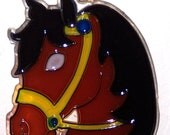 ORNAMENT- HORSE HEAD3 - Acrylic - Black - Brown - White -Green - Handpainted Home Decor
