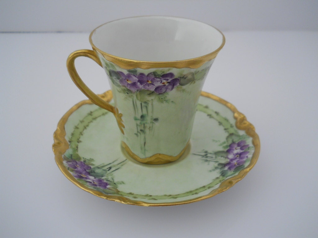 Haviland Limoges France Artist Signed Teacup Chocolate Cup c Early 1900s Estate Find