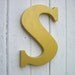 Decorative Letter S Sign Metallic Gold Vintage Style Wood Kids Wall Art Nursery Decor Alphabet