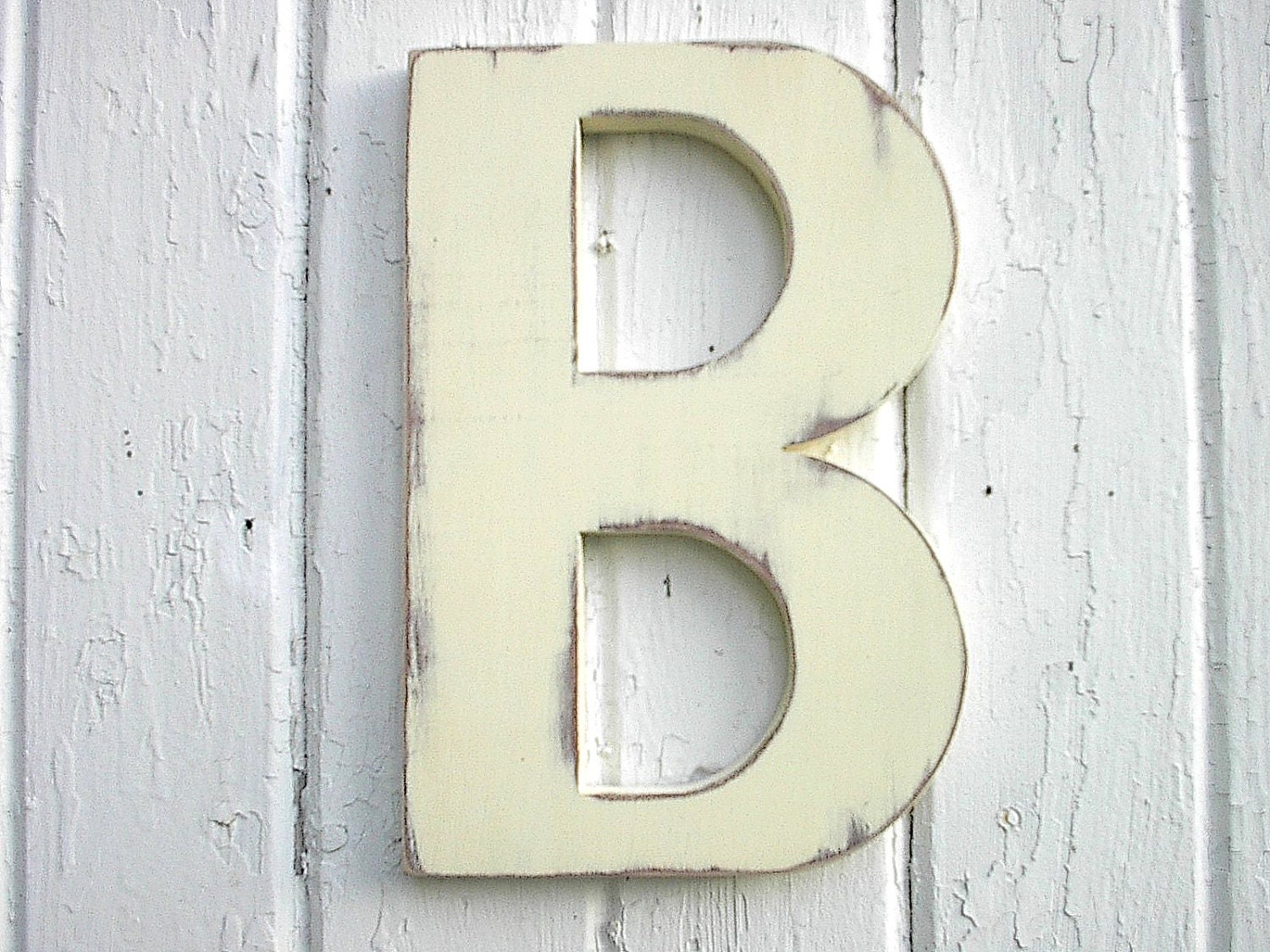 Shabby Wedding B 12" Guestbook  Antique White Nursery Decor Kid wall art chic Photo Prop Distressed Wood