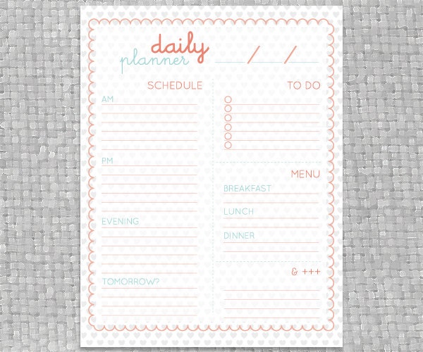 DIY Printable Daily Planner - Hearts