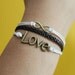 Infinity Wish Love karma Bracelet bronze bracelet Snow white wax cords,braided Black leather bracelet
