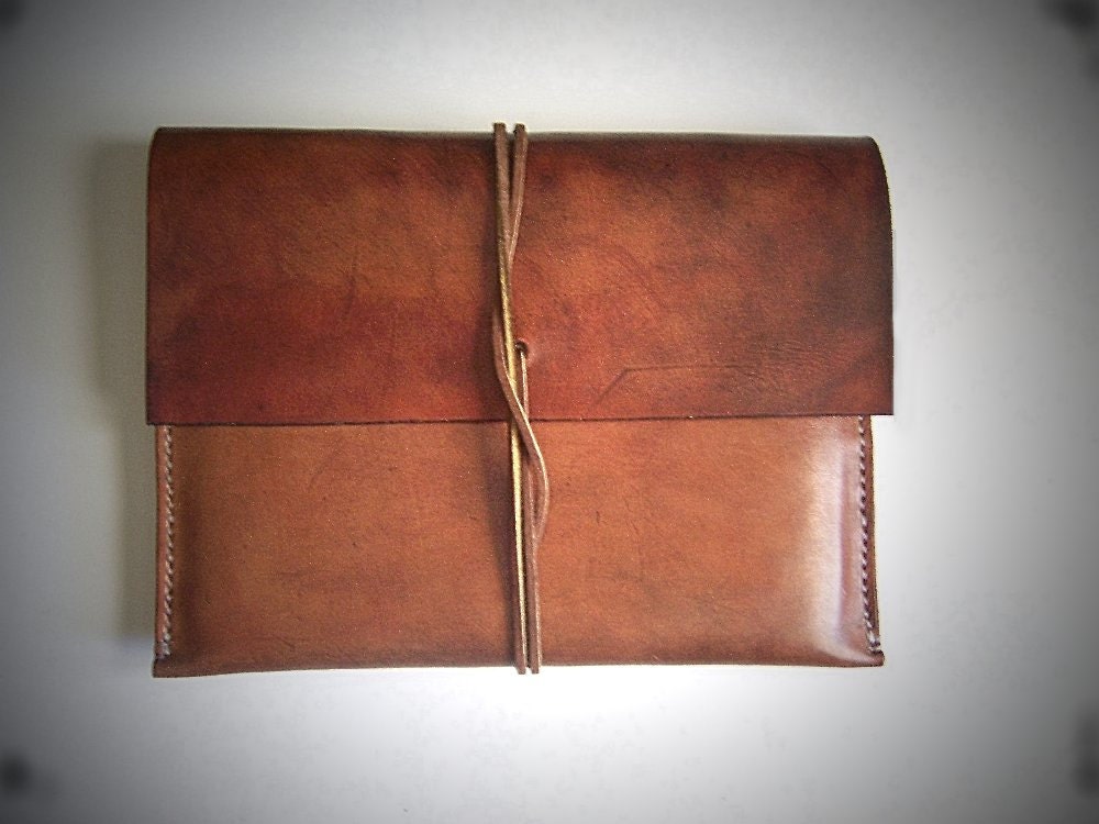 Leather Ipad Sleeve/ Case/ Envelope/ Folio for IPAD 2 or 3. Full Grain U.S.A. Veg Tan Leather. Handmade by BayTowneLeatherUSA.