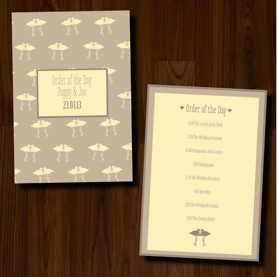 Retro, 1950s inspired, Fun, Flamingo, Professionally Printed Wedding Order of Service/Ceremony Program Il_570xn