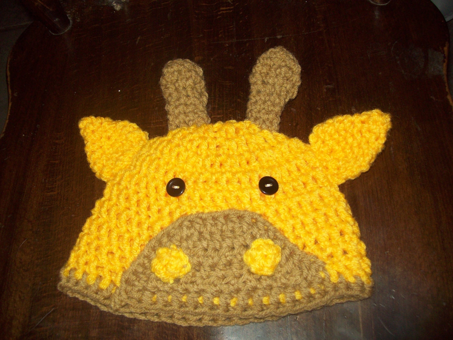 Crocheted giraffe hat