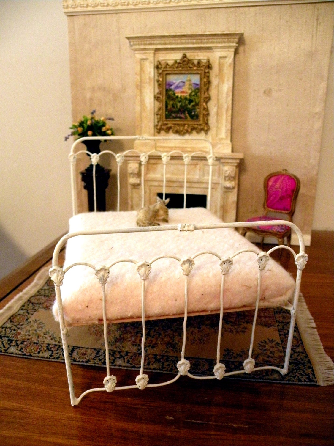 Dollhouse Miniature 1:12 Scale Artisan Un-dressed Wrought Iron Bed "Summerwind" - ALifeInMiniature