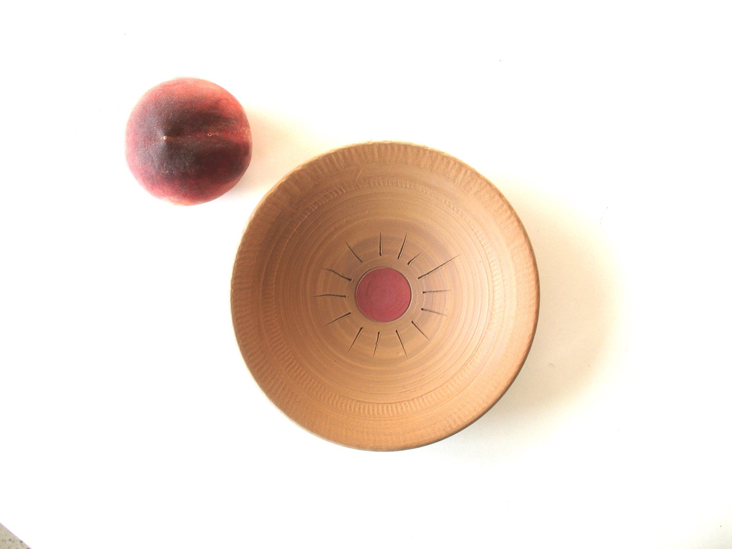 pottery plate - wheel thrown plate - ethnic ceramics - native style - red tribal plate