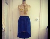 Silk blue tie-dye mohawk/half and half skirt, ethical fashion.