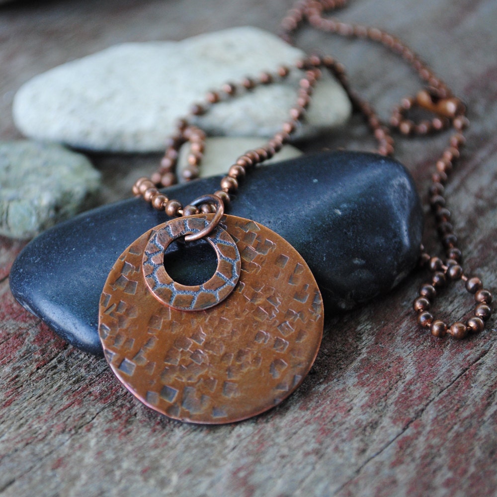 Speechless Pounded Copper Necklace, Copper Gift, Rustic Antique Copper, Gift for Her, Animal Print