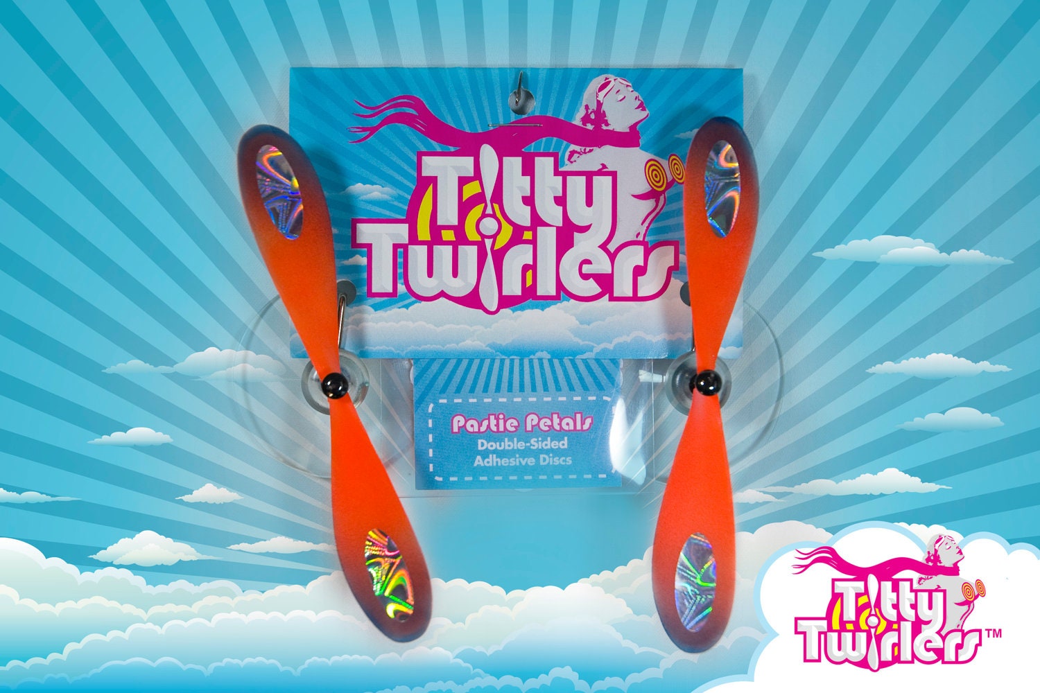 Titty Twirlers - Propeller Pasties - Tempting Tangerine/Playful Plum