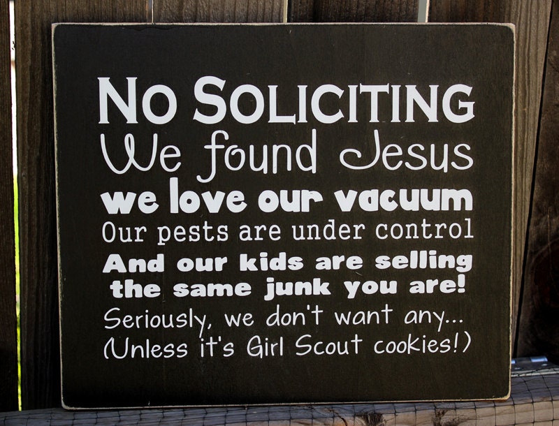 Funny No Soliciting Wood Sign - Girl Scouts Only Please