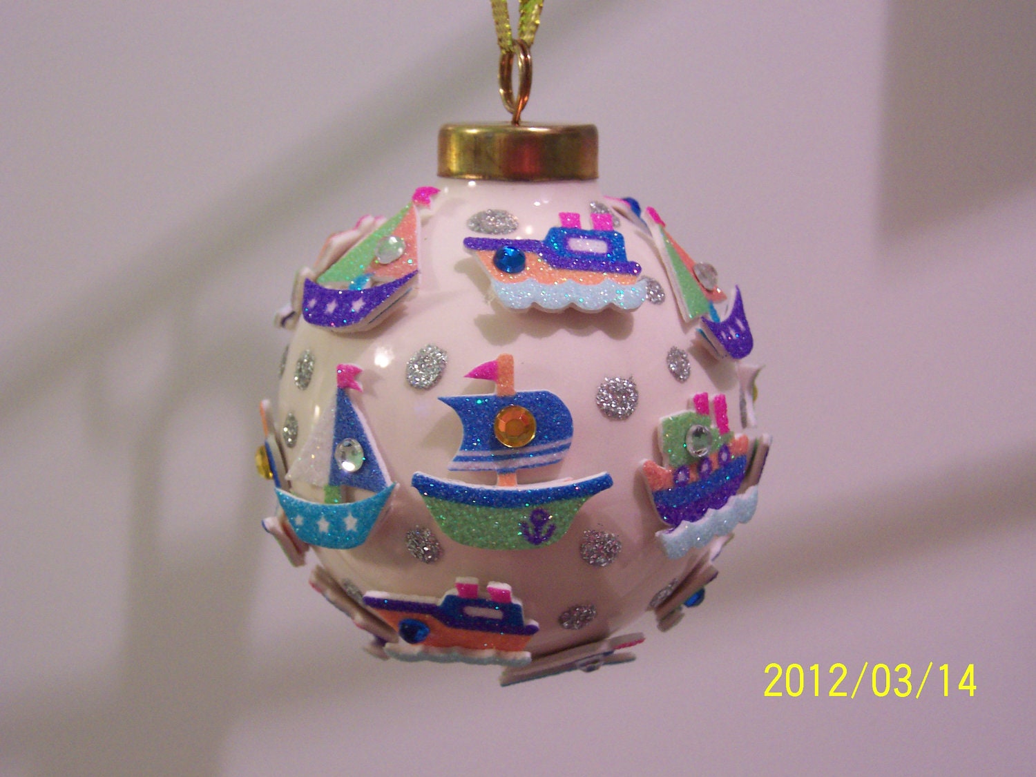 BABY, CHILD GIFT - Sailboats in Blue - Personalized Handmade Porcelain Tree Ornament Keepsake